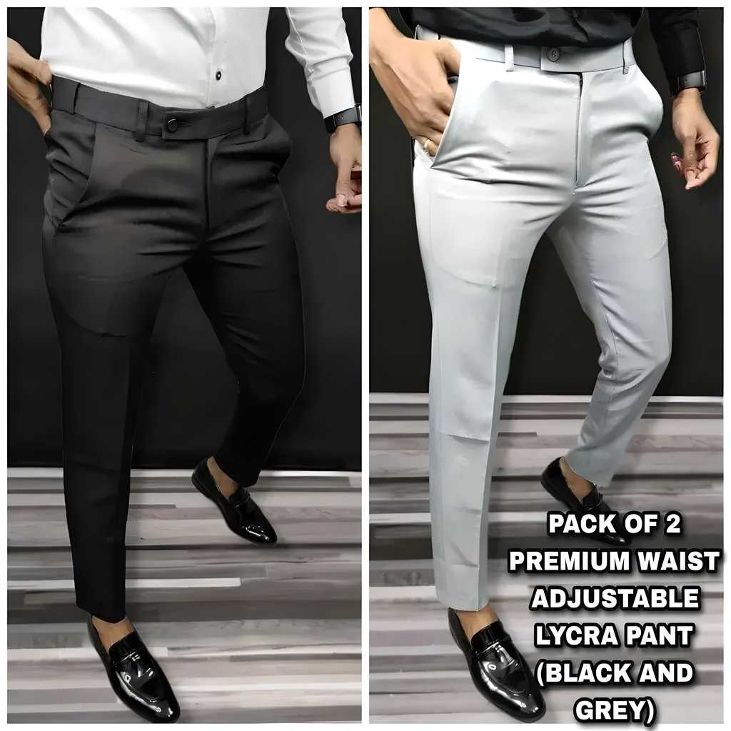Premium Waist Adjustable Lycra Men's Trouser (Pack of 2) doorbey india