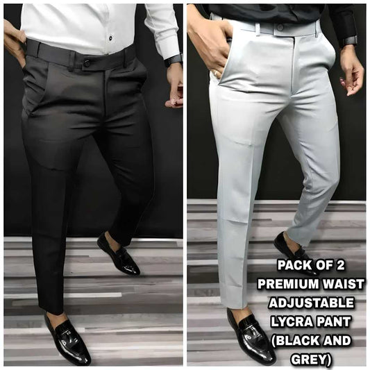 Premium Waist Adjustable Lycra Men's Trouser (Pack of 2) doorbey india