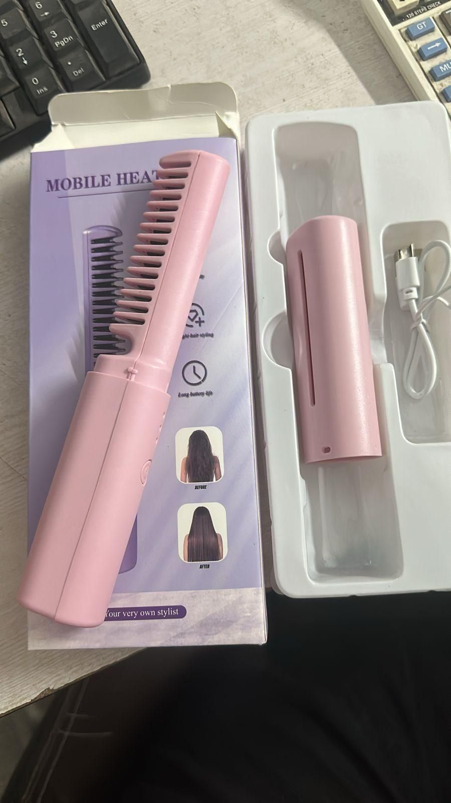 Meneflix Portable Mini Hair Straightener Cordless Rechargeable Mini Adjustable Hair Straightener Hot Comb doorbey india